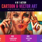 4 in 1 Cartoon Vector Art Photoshop Actions