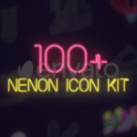 100 Neon Icon Set